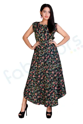 Rayon Women Printed Long Maxi Dress