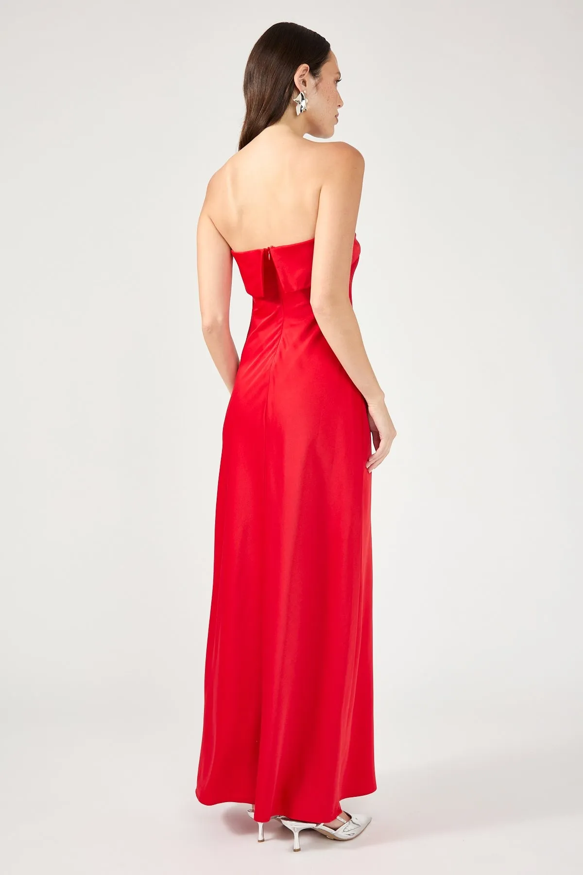 Red Carly Strapless Maxi Dress