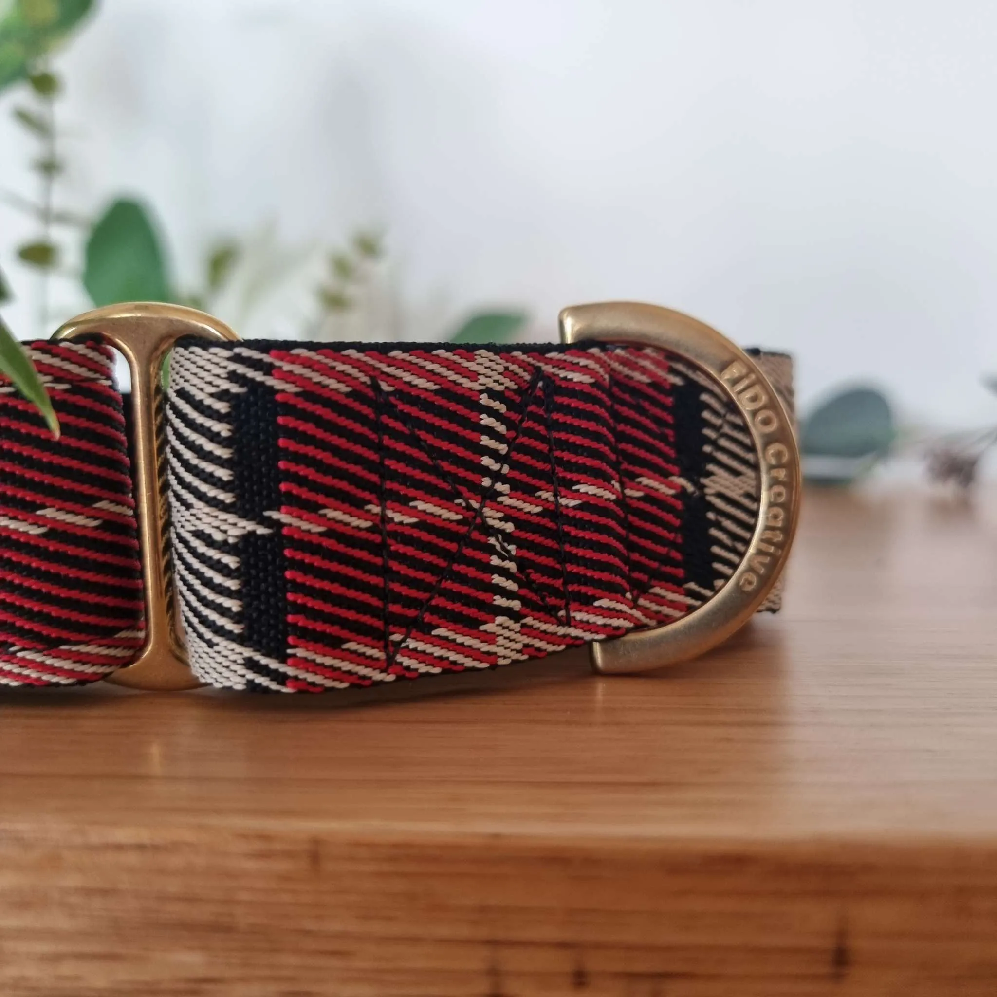 Red plaid jacquard martingale collar - neoprene padded