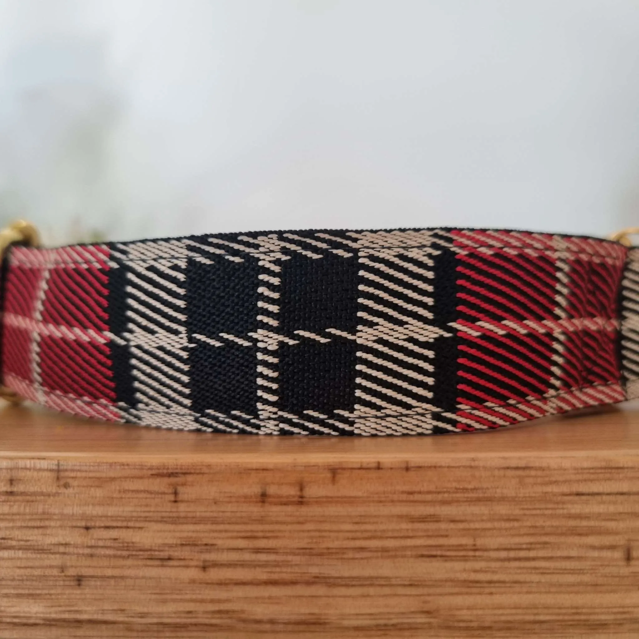 Red plaid jacquard martingale collar - neoprene padded