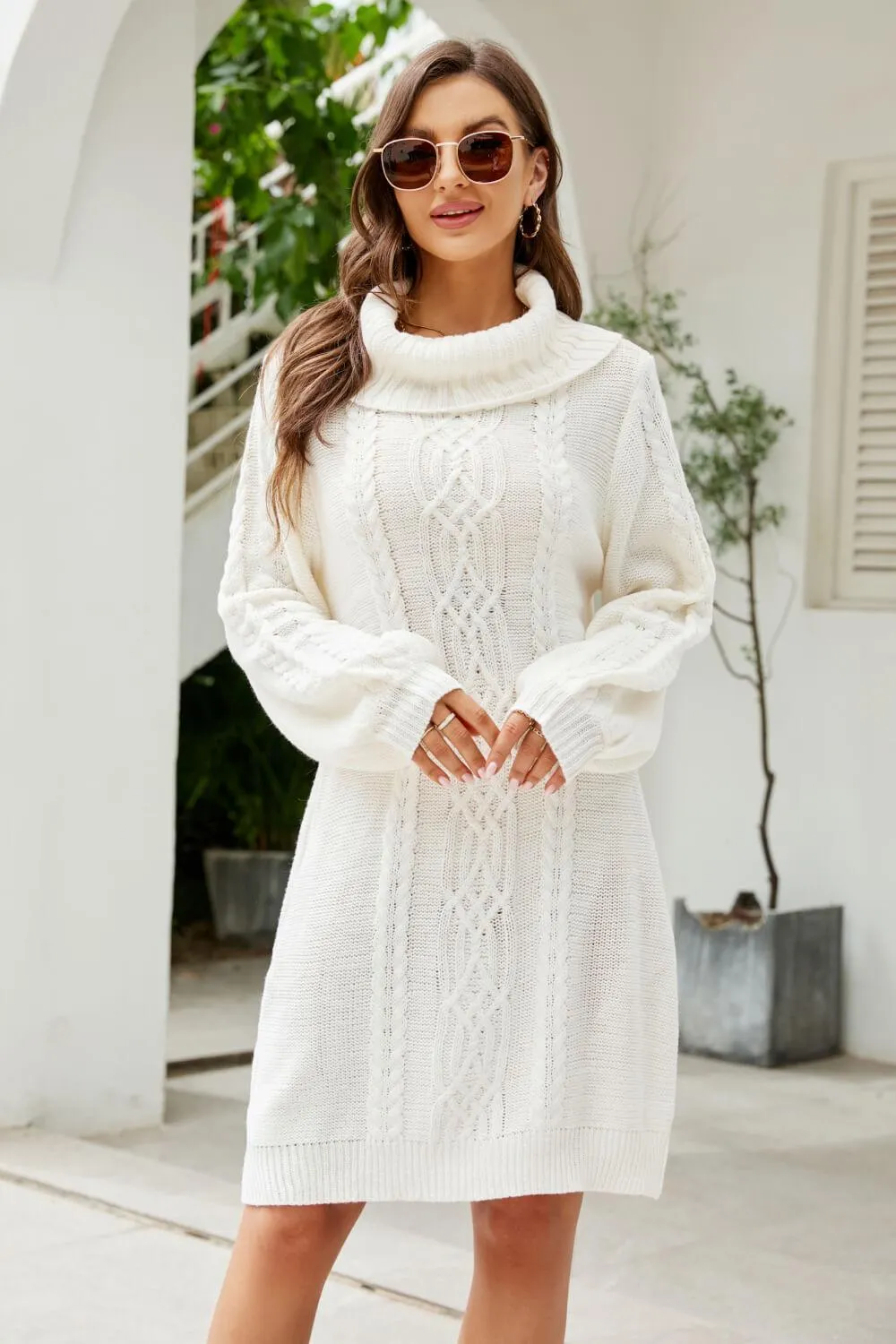 Ritzy Lantern Sleeve Sweater Dress