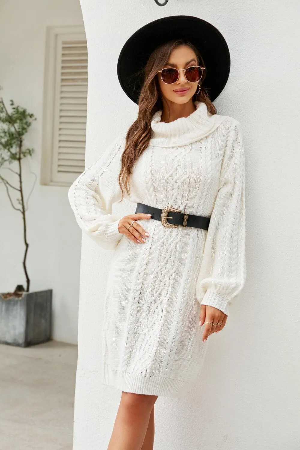 Ritzy Lantern Sleeve Sweater Dress
