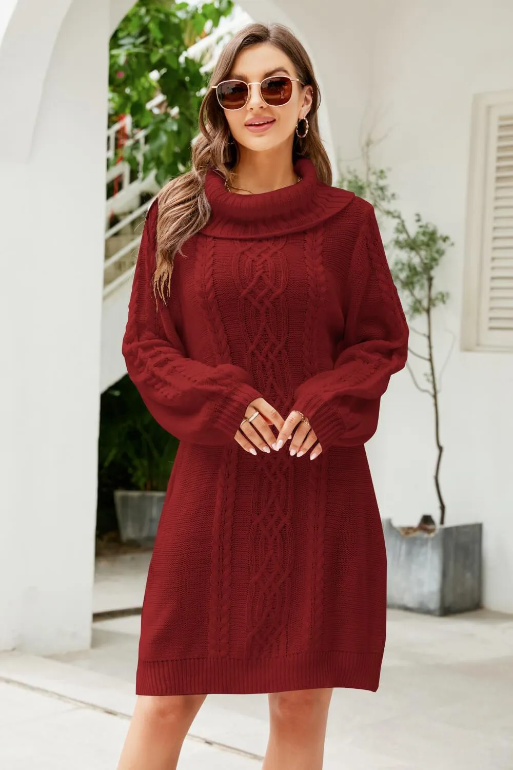 Ritzy Lantern Sleeve Sweater Dress