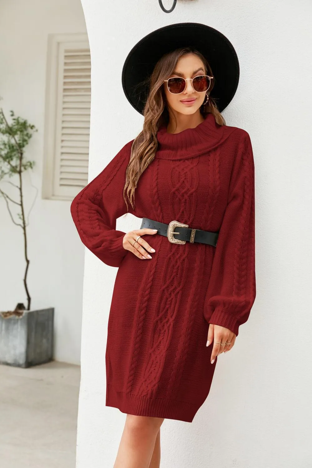 Ritzy Lantern Sleeve Sweater Dress