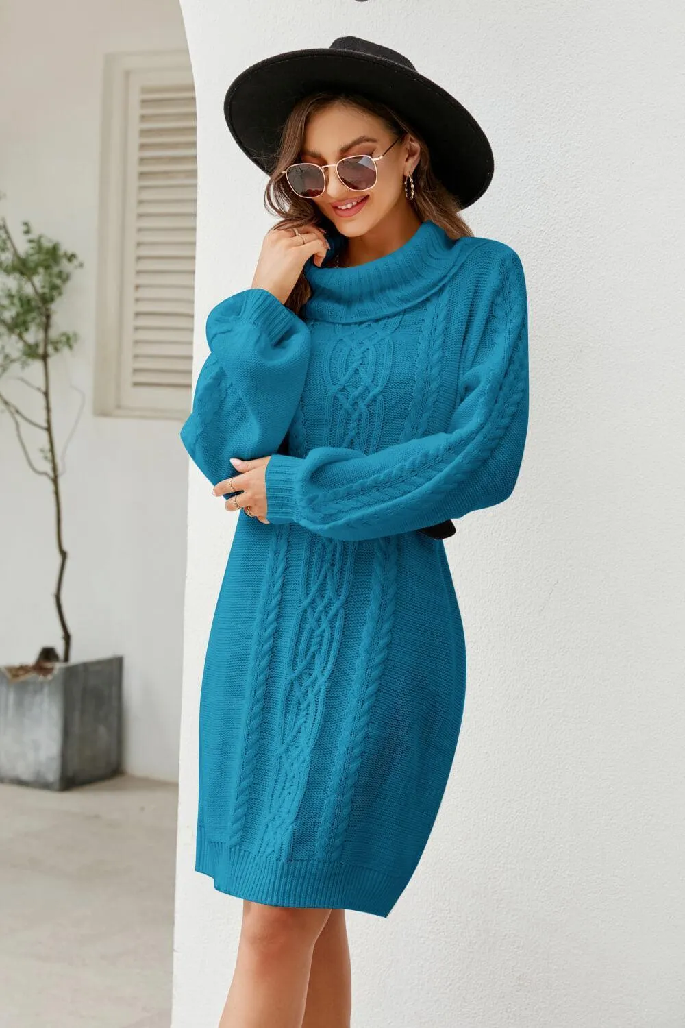 Ritzy Lantern Sleeve Sweater Dress