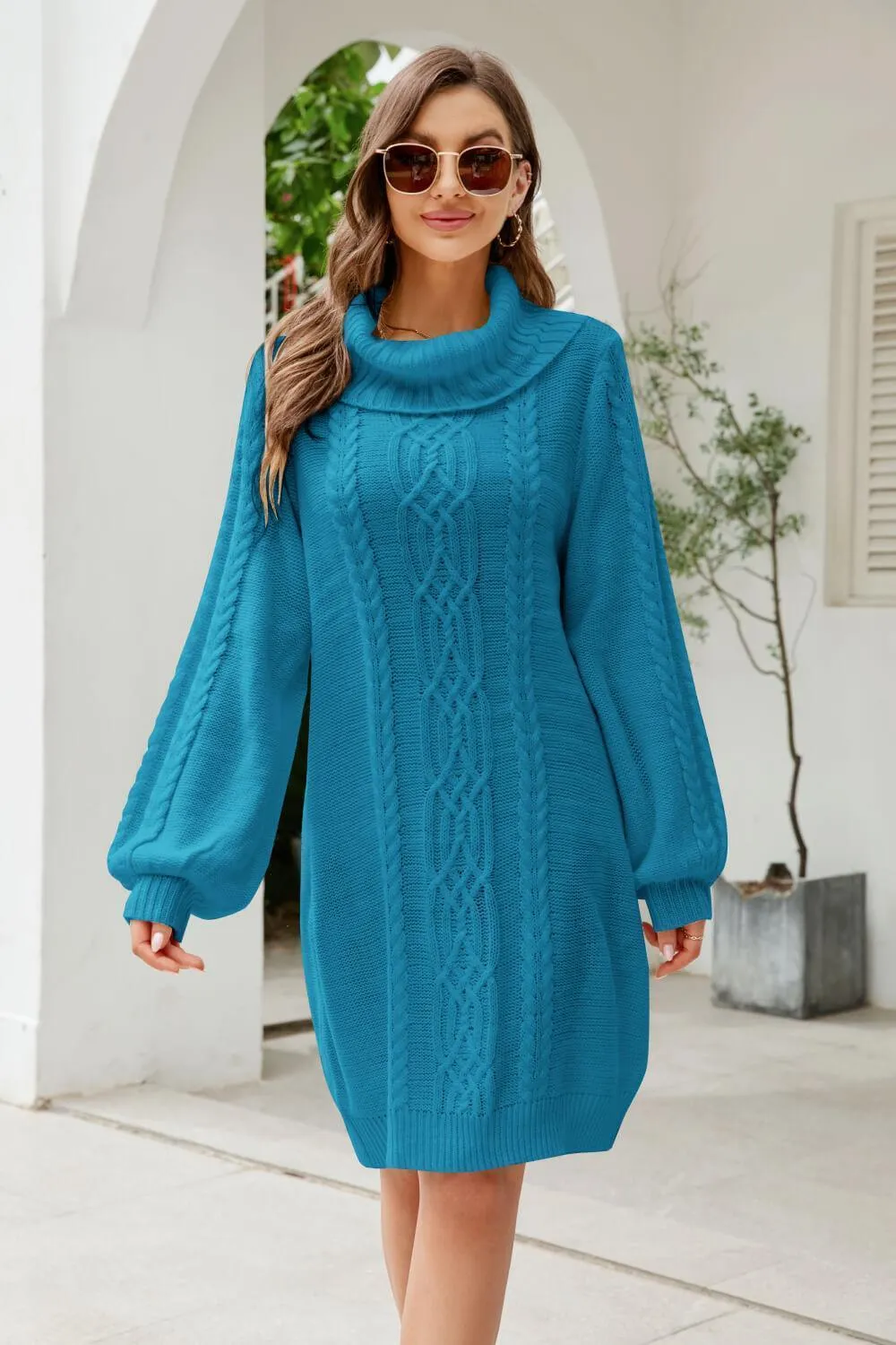 Ritzy Lantern Sleeve Sweater Dress