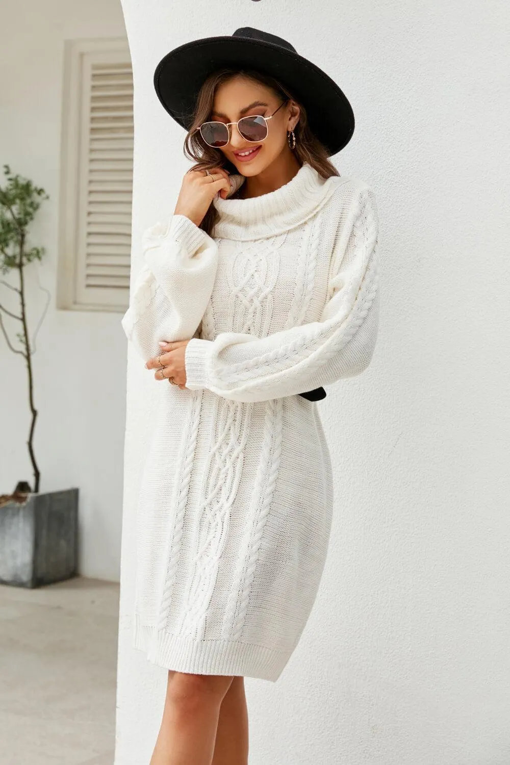 Ritzy Lantern Sleeve Sweater Dress