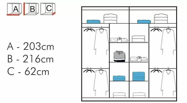 Royal Sliding Wardrobe - Stylish Sliding Door Wardrobe in Multiple Sizes and Colours