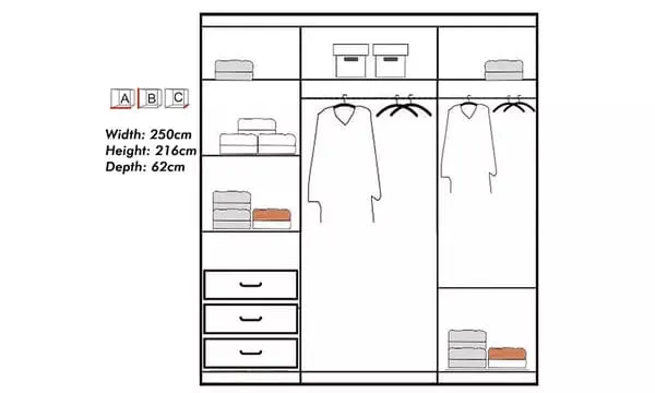Royal Sliding Wardrobe - Stylish Sliding Door Wardrobe in Multiple Sizes and Colours