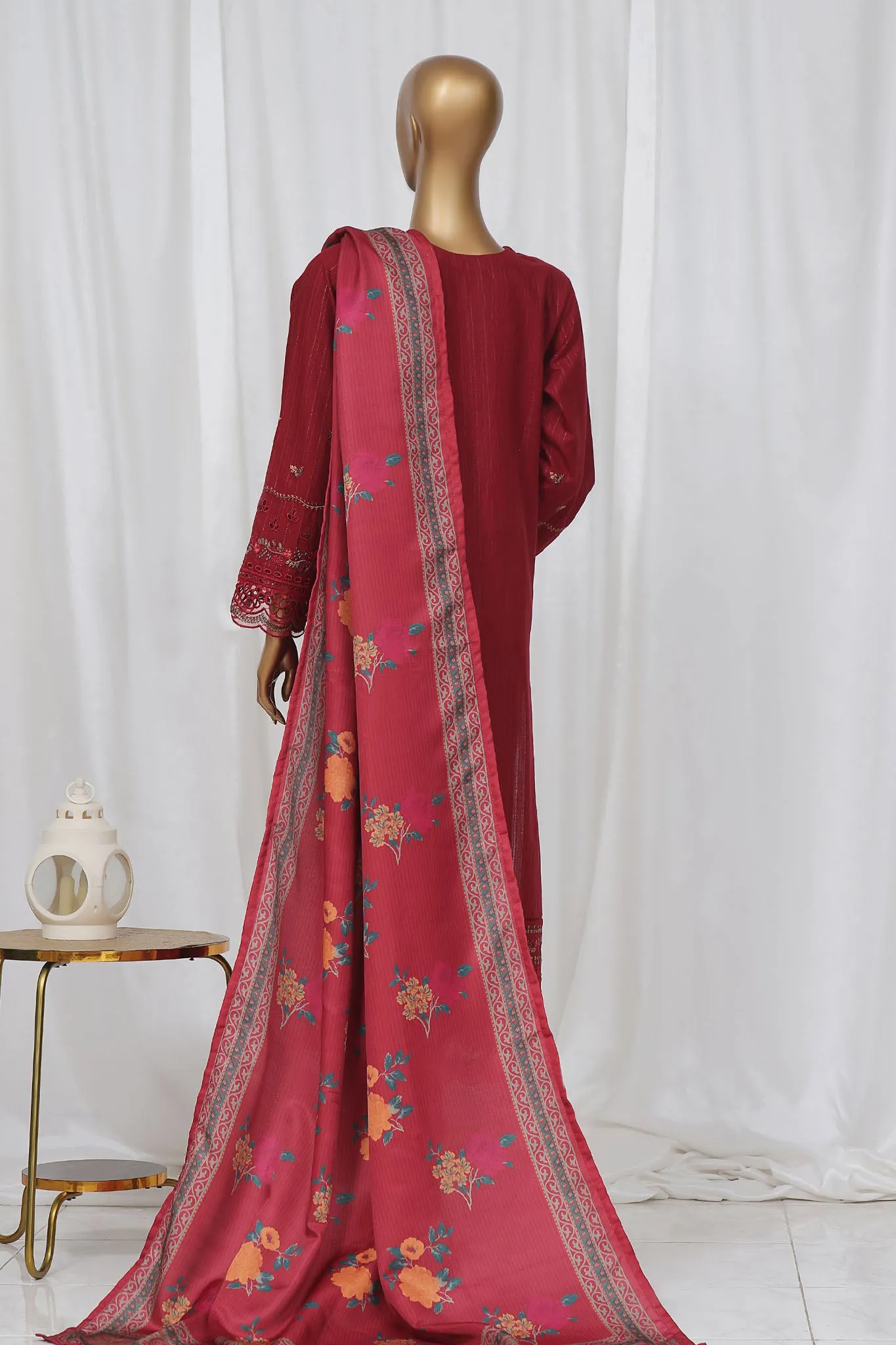 Sada Bahar Stitched 3 Piece Luxury Emb Khaddar Vol-02 Collection'2024-LEK-03-Maroon