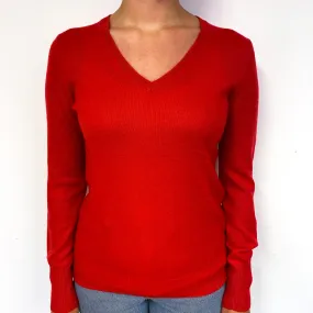 Scarlett Red Cashmere V-Neck Jumper Small
