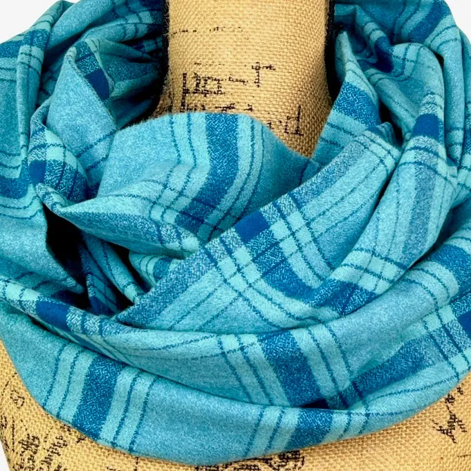 Shades of Teal Luxe Collection Plaid Infinity and Blanket Scarves