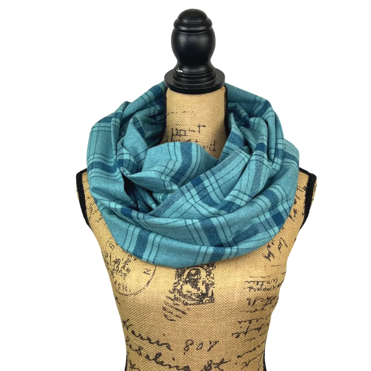 Shades of Teal Luxe Collection Plaid Infinity and Blanket Scarves