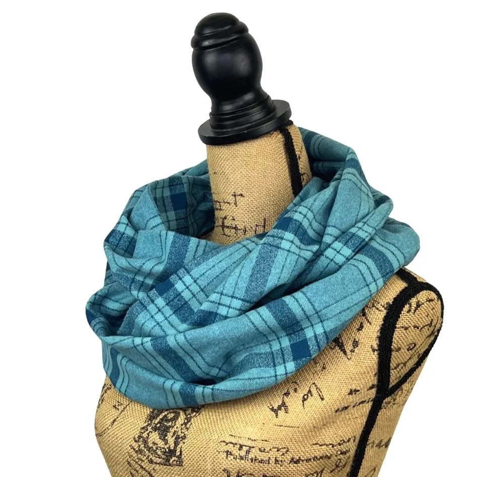 Shades of Teal Luxe Collection Plaid Infinity and Blanket Scarves