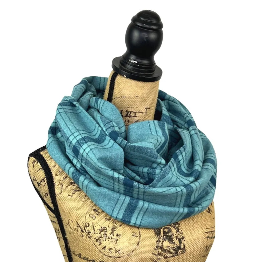 Shades of Teal Luxe Collection Plaid Infinity and Blanket Scarves