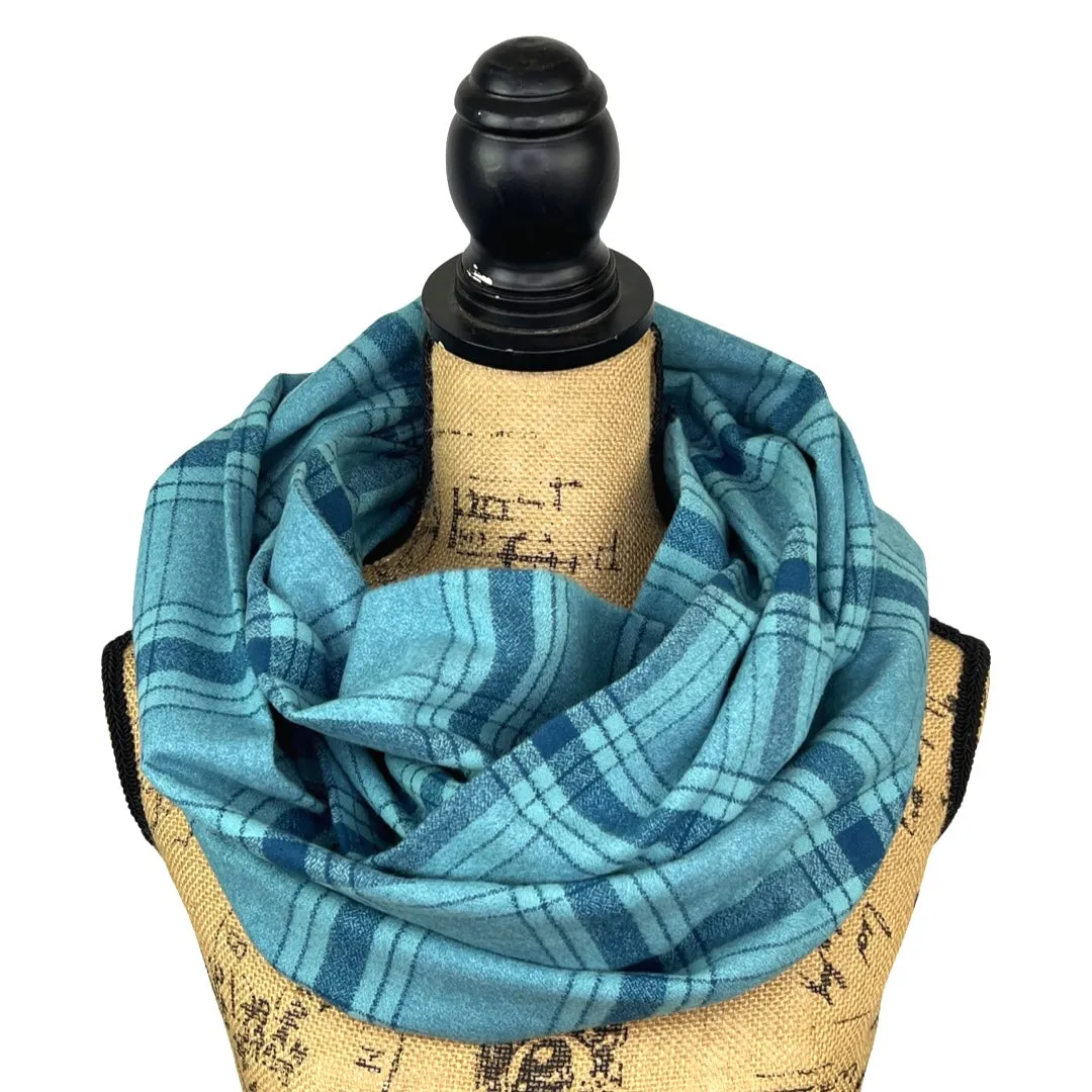 Shades of Teal Luxe Collection Plaid Infinity and Blanket Scarves