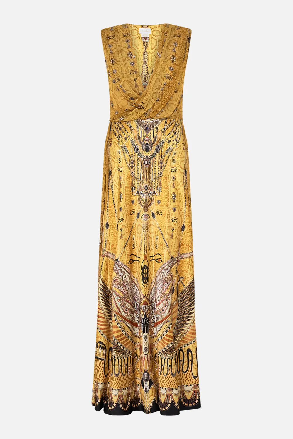 SLEEVELESS DRAPED T BACK LONG DRESS VALLEY OF THE KINGS