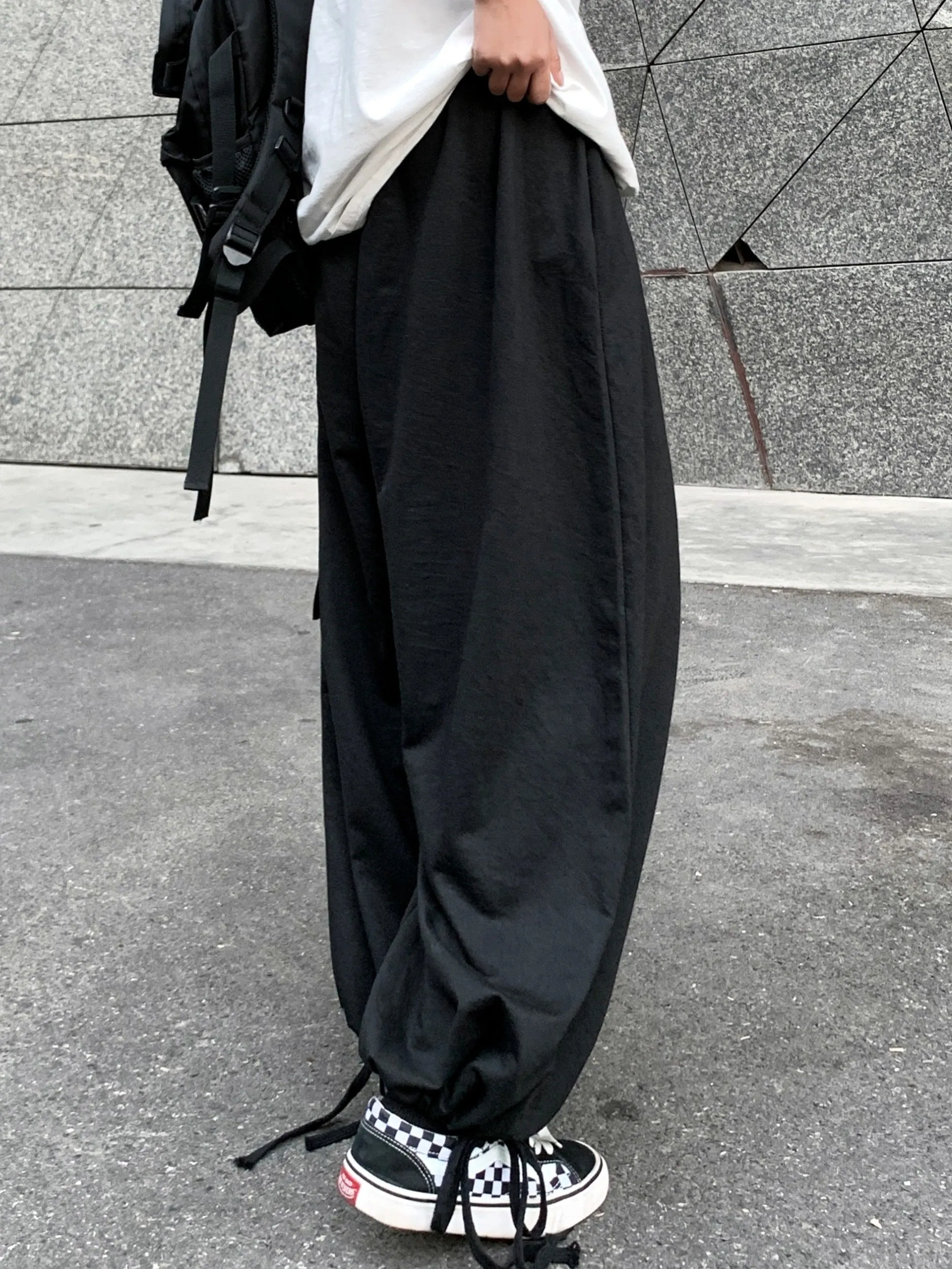 Solid Drawstring Baggy Pants (Size S-XXL)