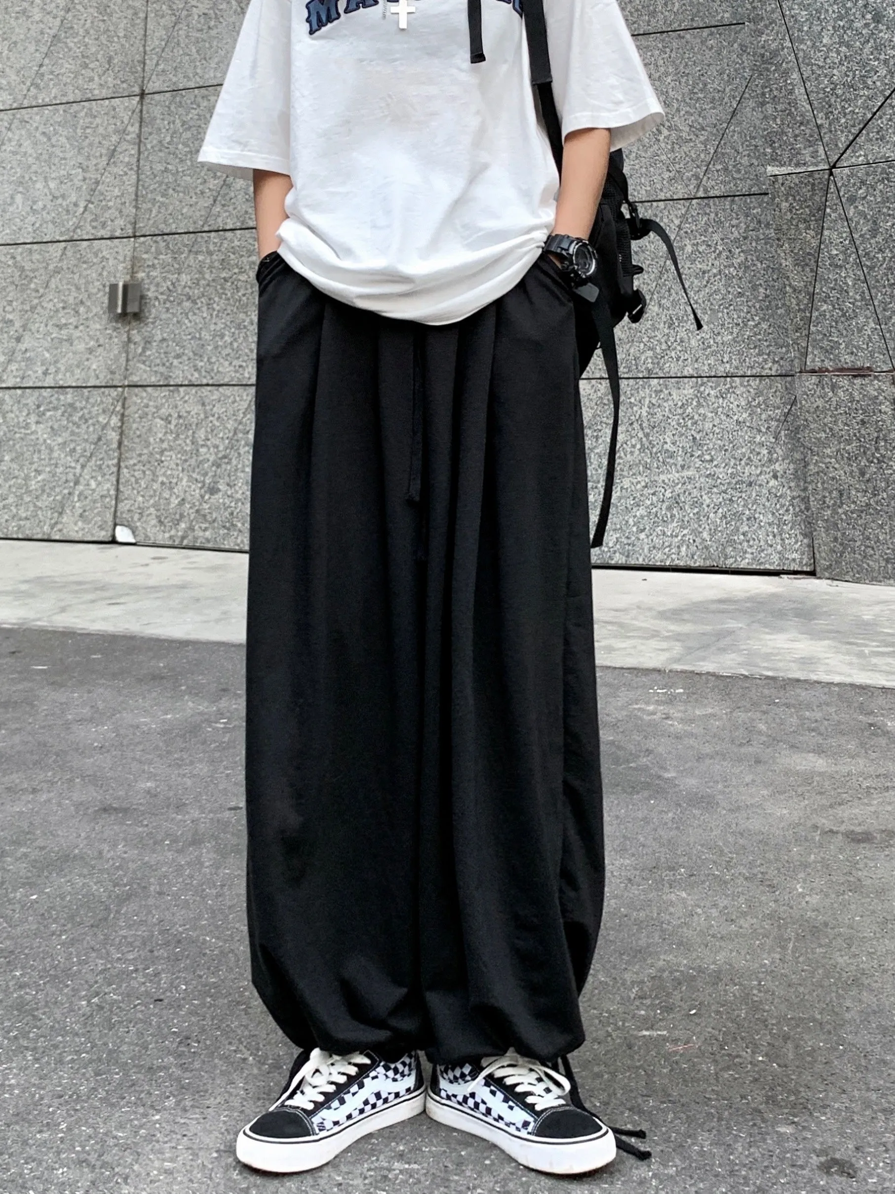 Solid Drawstring Baggy Pants (Size S-XXL)
