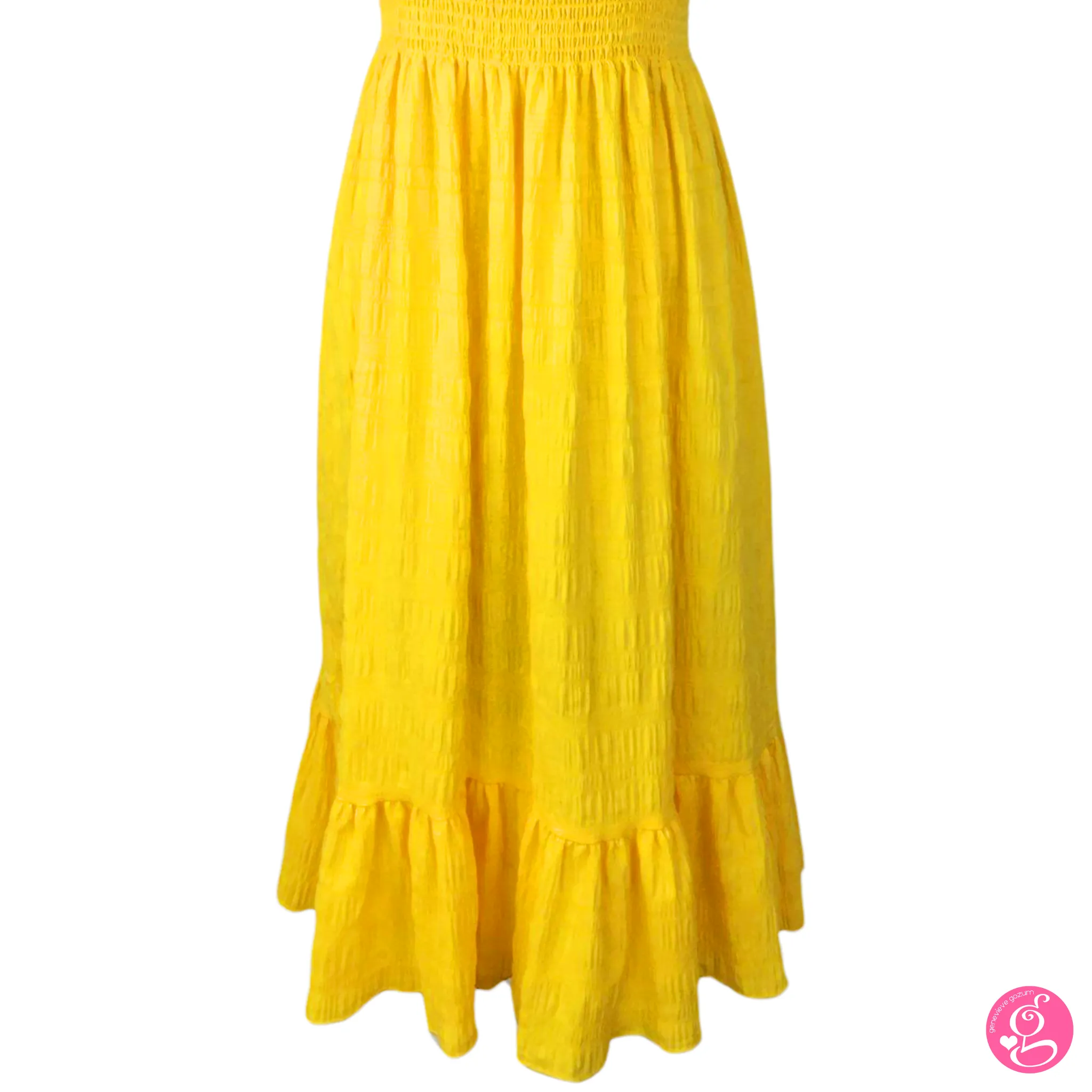 Sophia Tie Shoulder Seersucker Loose Fit Midi Dress