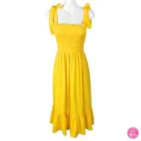 Sophia Tie Shoulder Seersucker Loose Fit Midi Dress