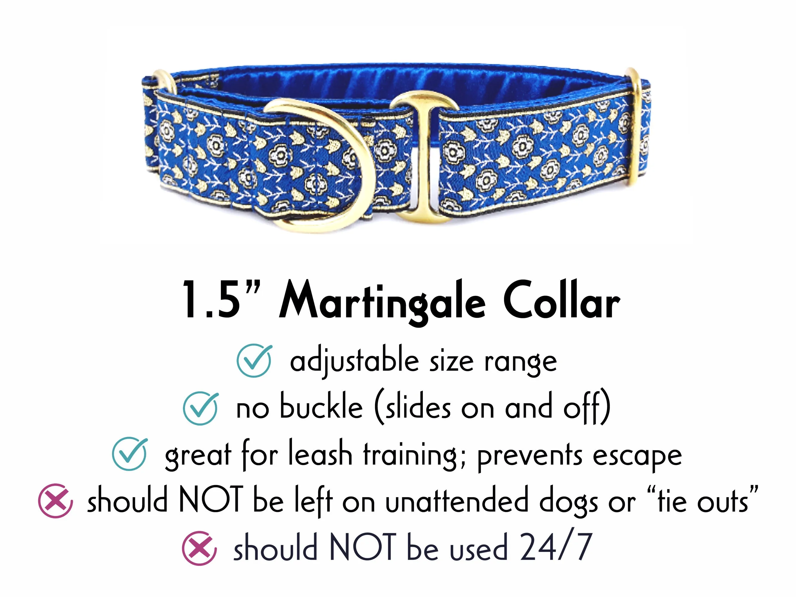 Stratford Jacquard in Blue - Martingale or Buckle Dog Collar - 1.5" Width