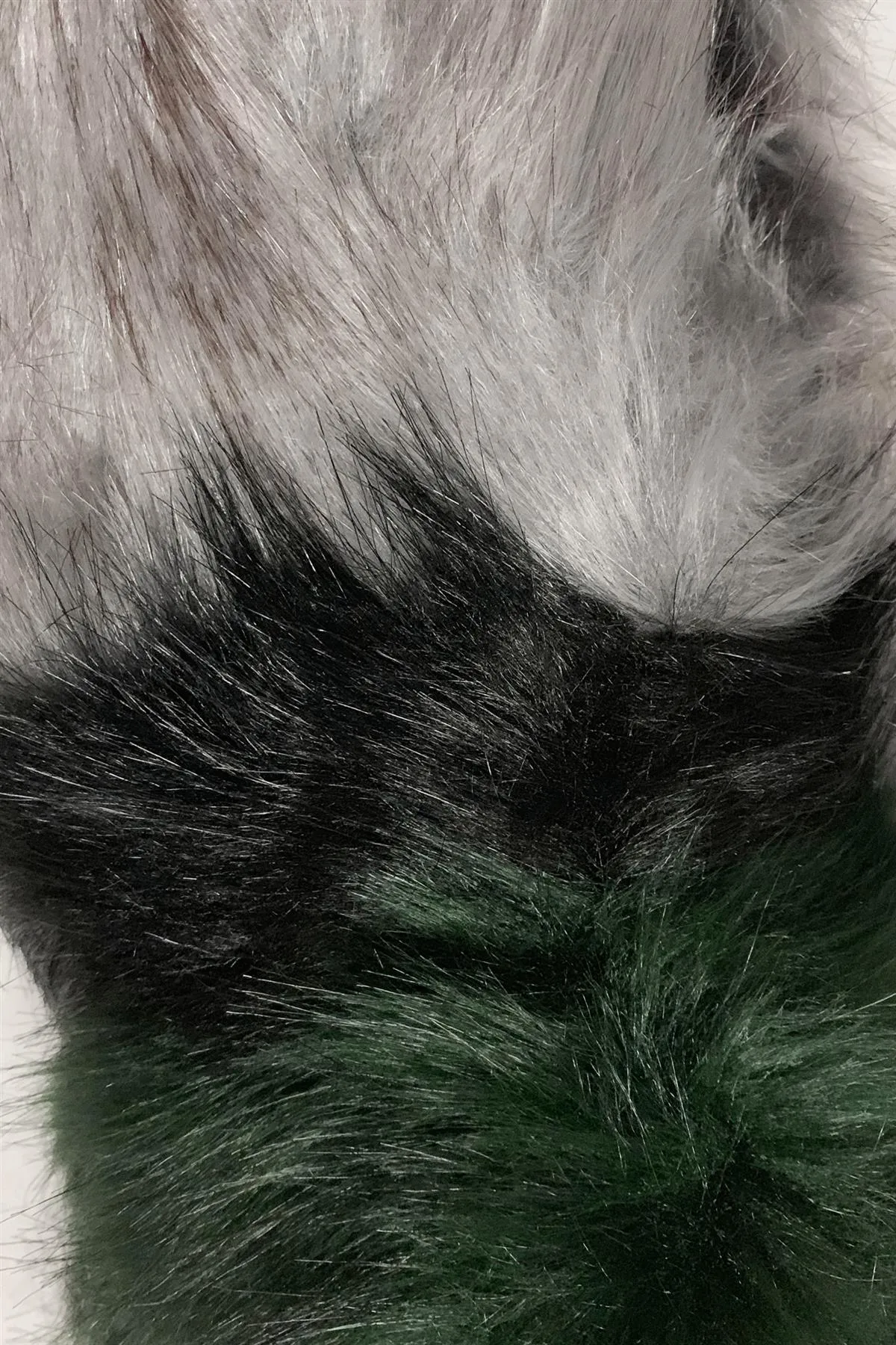 Stripe Long Faux Fur Collar - Grey