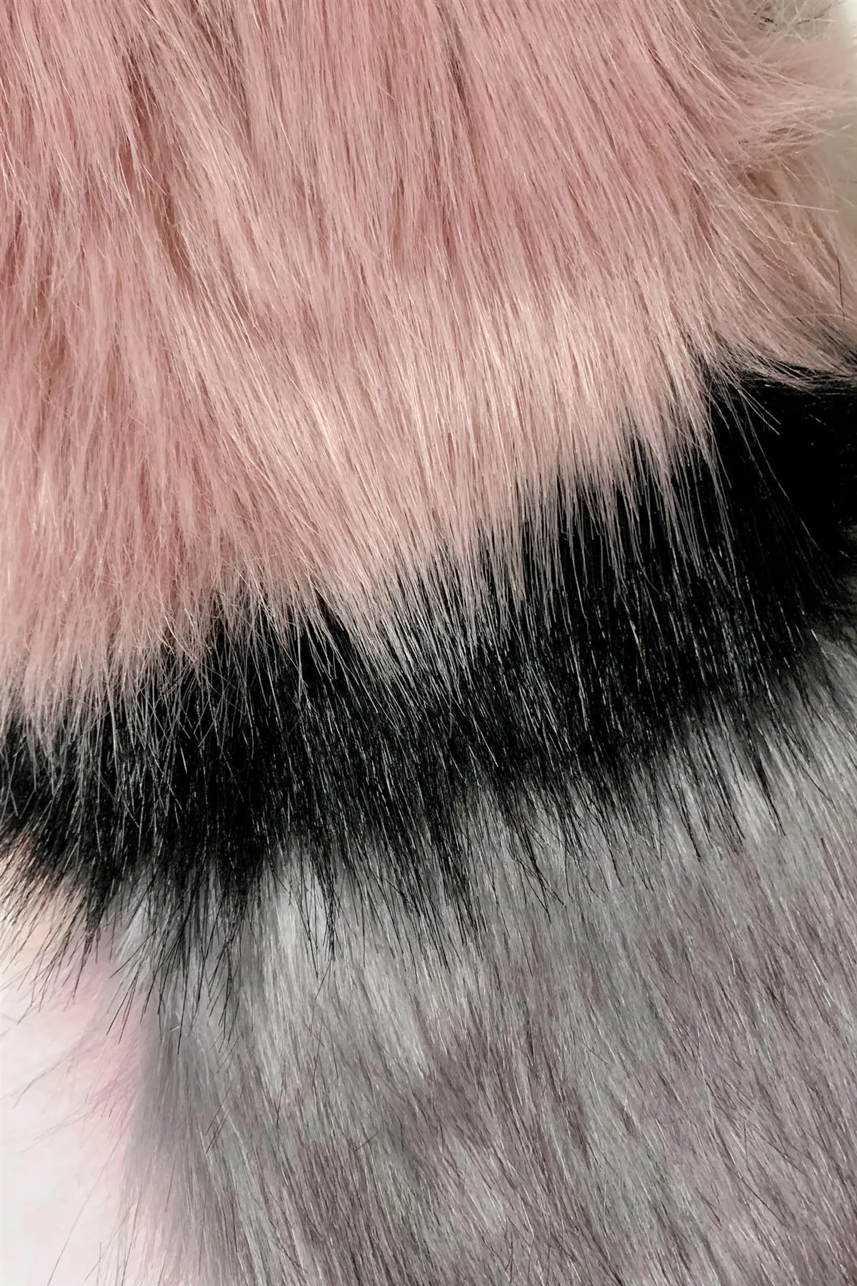 Stripe Long Faux Fur Collar - Pink