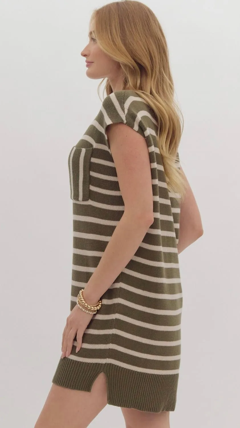 Striped Shift Style Sweater Dress