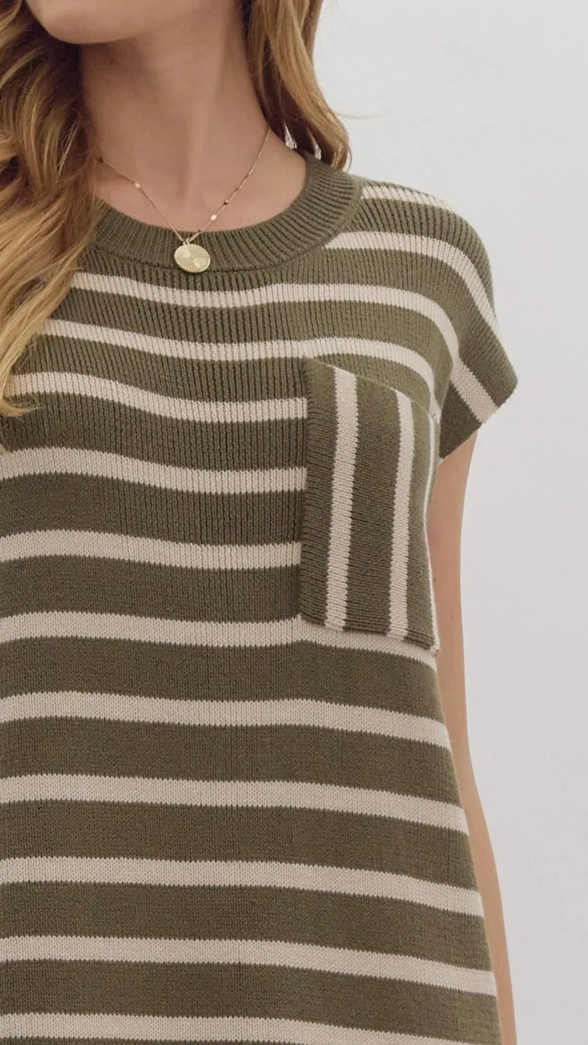 Striped Shift Style Sweater Dress