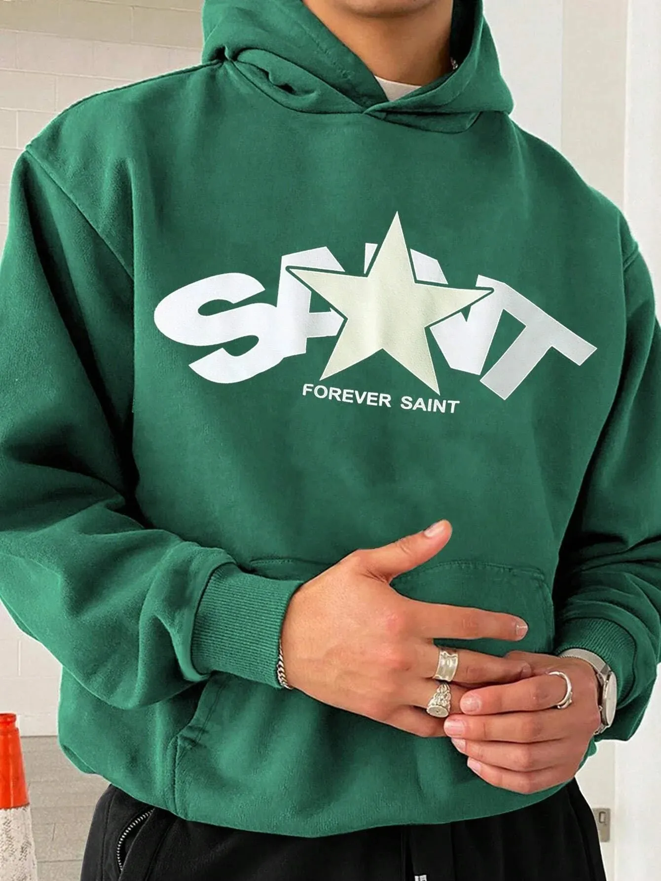 SXV  'saint forever’ Printed Cool Aesthetic Sweatshirt Hoodie