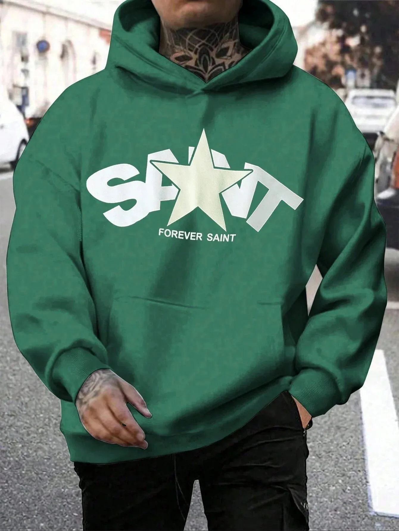 SXV  'saint forever’ Printed Cool Aesthetic Sweatshirt Hoodie