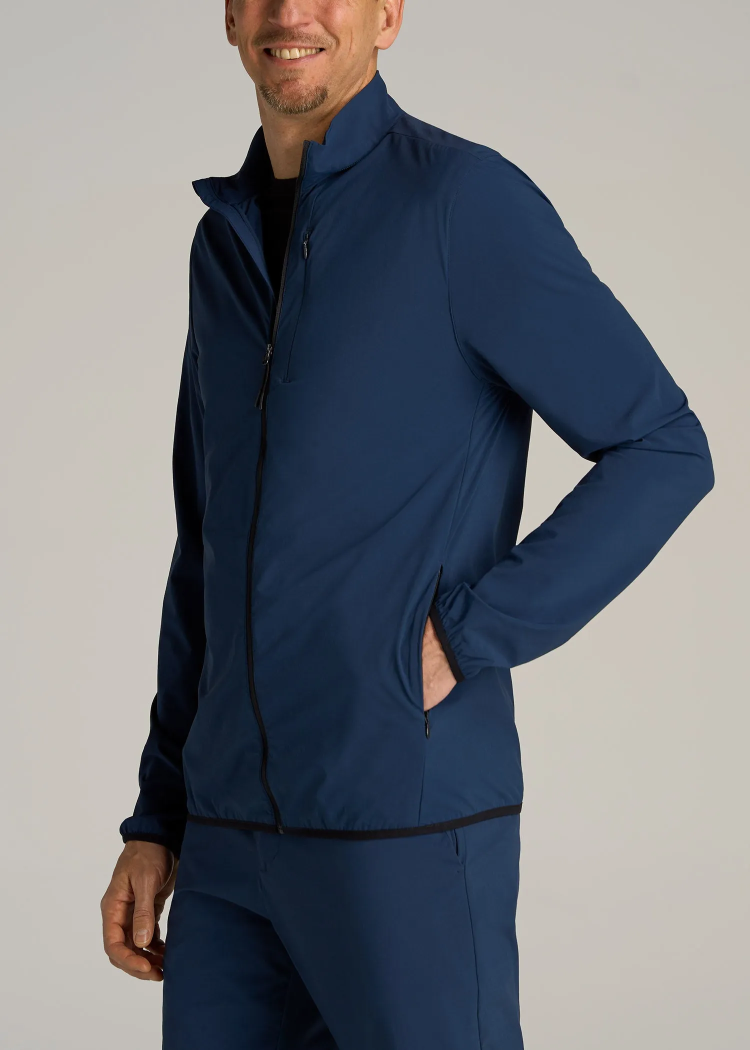 Tall Men's Softshell Jacket for Outdoor Training in Marine Navy