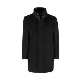 T.O. Boys Solid Black 3/4 Length Wool Blend Down Overcoat