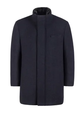 T.O. Mens Solid Black 3/4 Length Wool Blend Down Overcoat