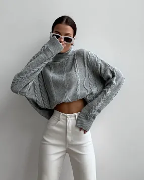 Turtleneck Jacquard Long Sleeve Sweater