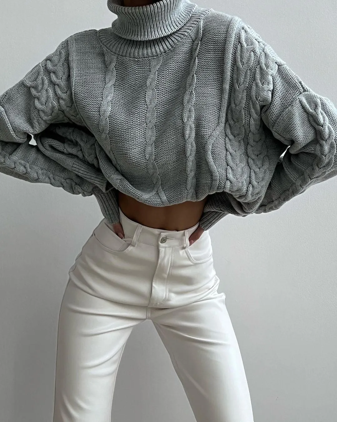 Turtleneck Jacquard Long Sleeve Sweater