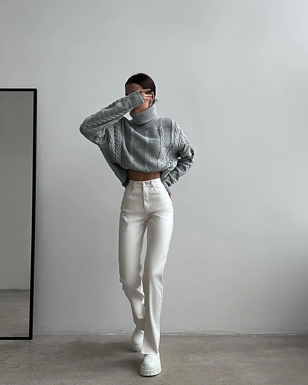 Turtleneck Jacquard Long Sleeve Sweater