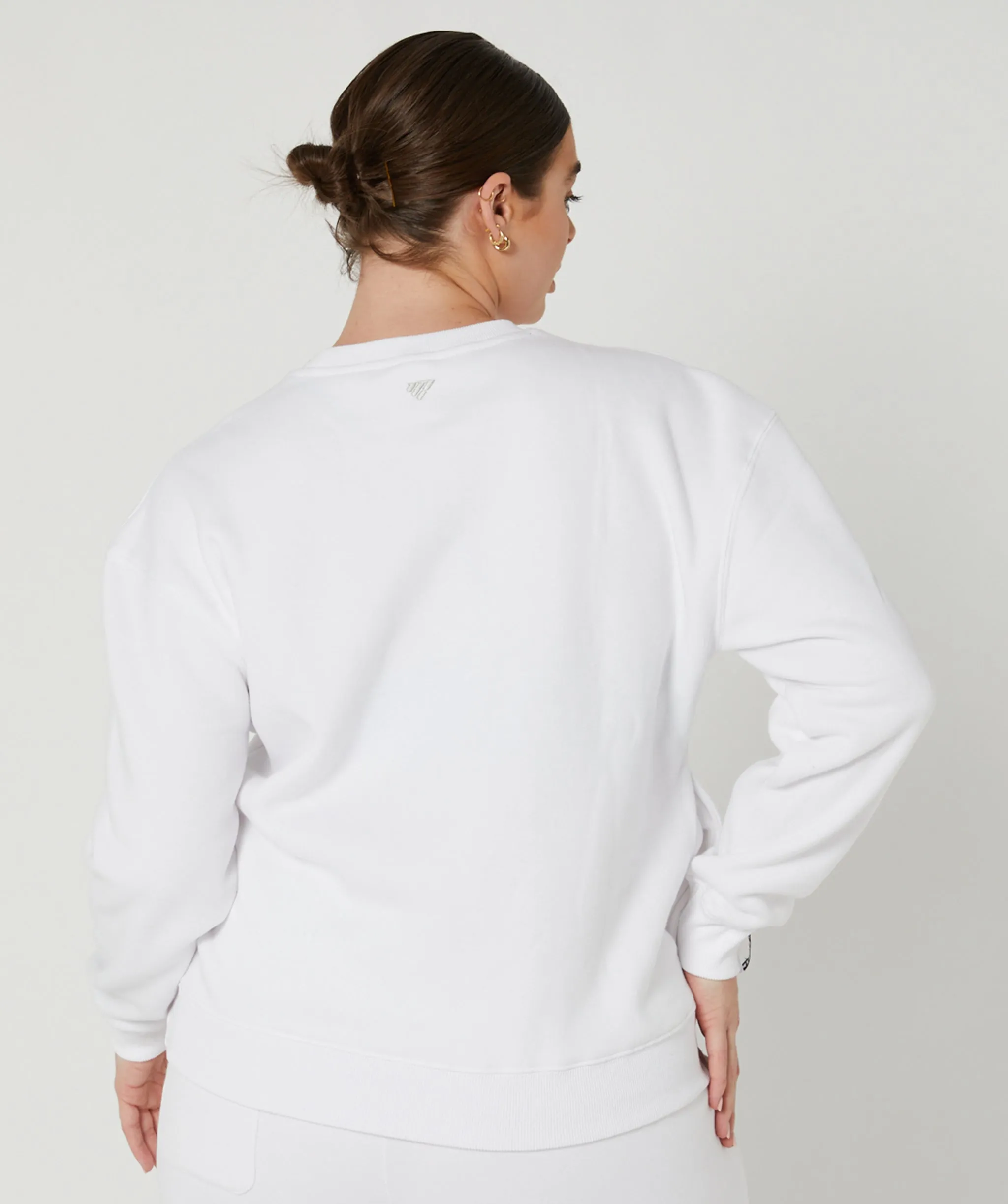 Varsity Crewneck Jumper (White/White) by OneMoreRep