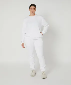 Varsity Crewneck Jumper (White/White) by OneMoreRep