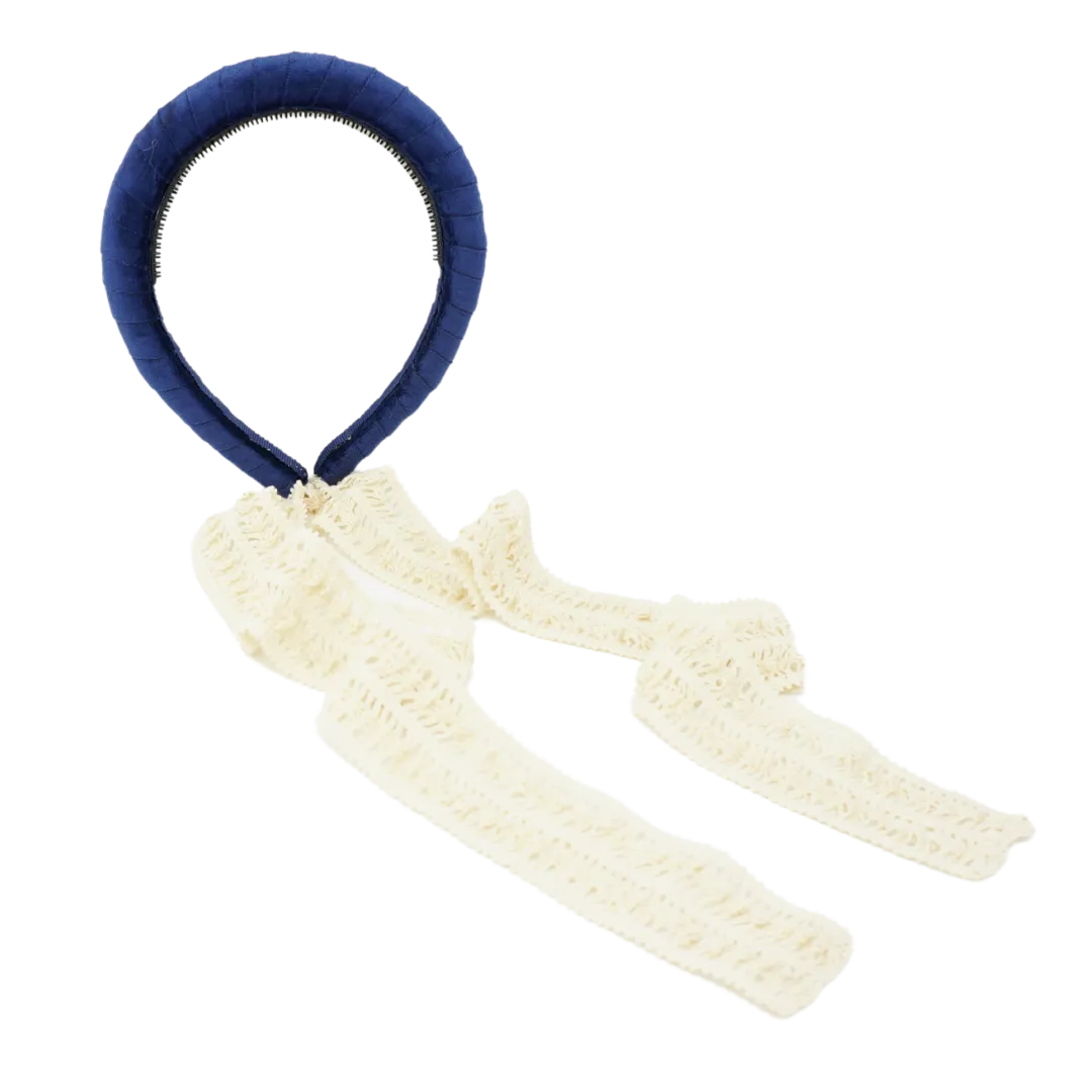 Velvet Padded Headband with Lace Ties