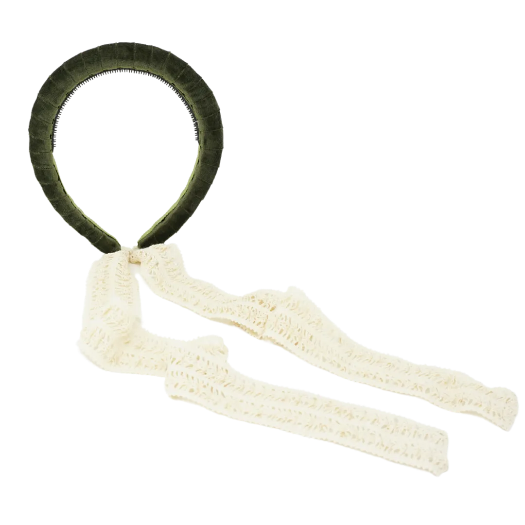 Velvet Padded Headband with Lace Ties
