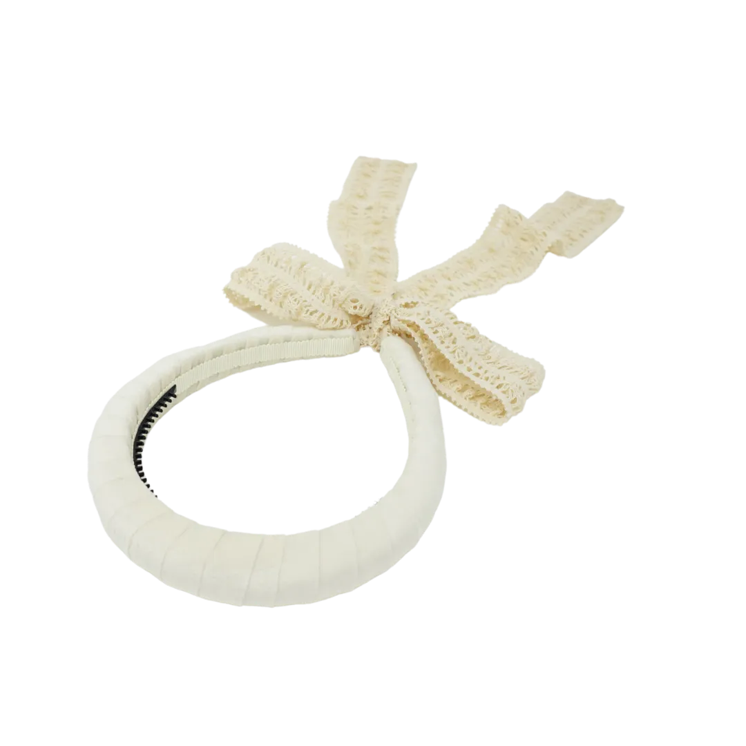 Velvet Padded Headband with Lace Ties
