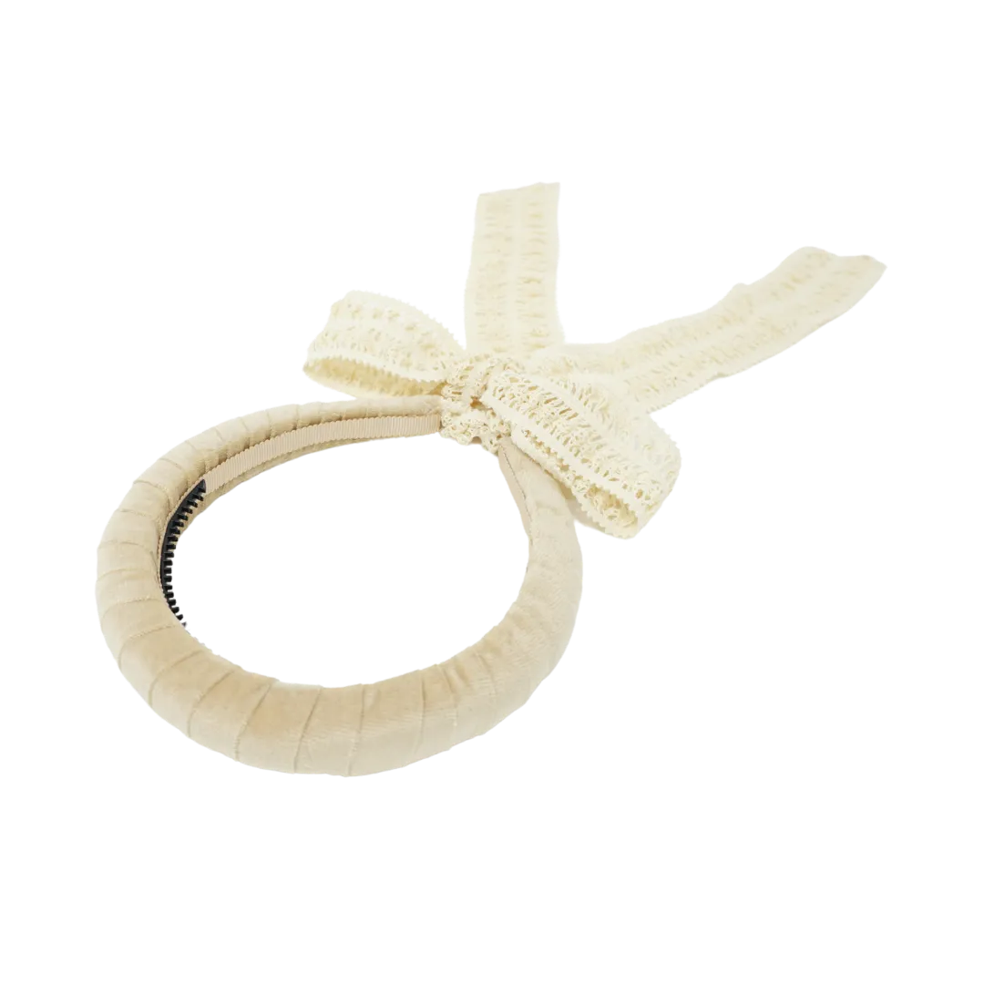 Velvet Padded Headband with Lace Ties