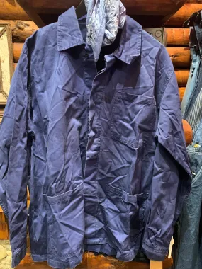Vintage French Chore Jacket w Back Print, Large