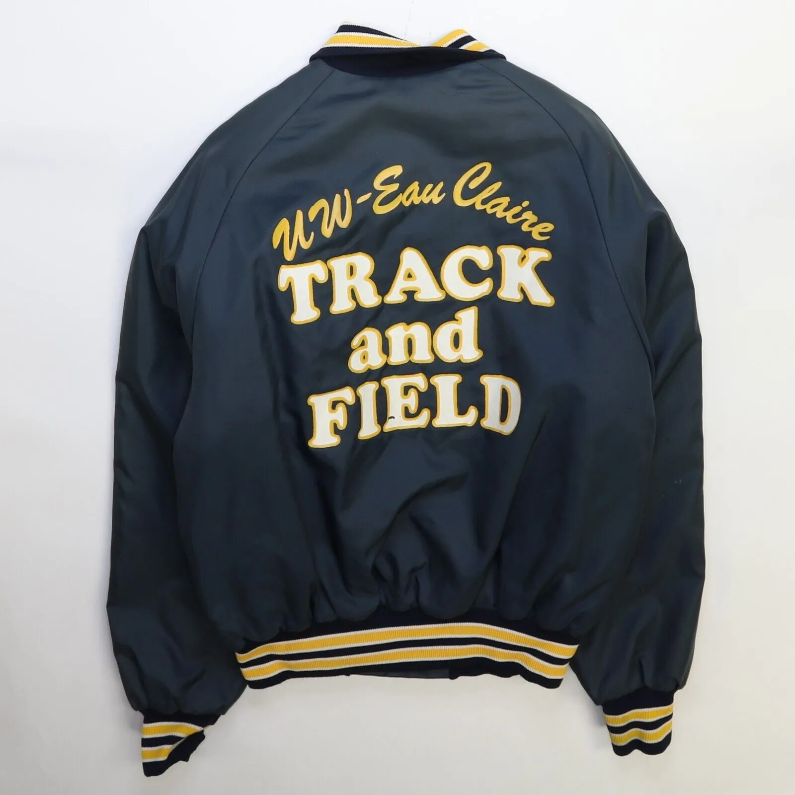 Vintage Track And Field Bomber Jacket Size Medium Blue
