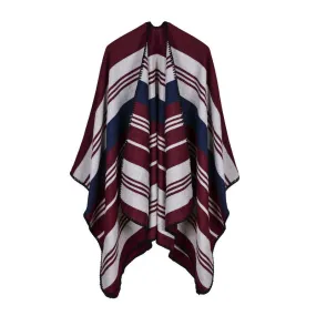 Vintage Women's Striped Winter Poncho Scarf - 5 Colors