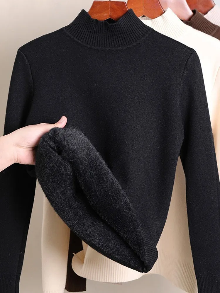 WarmStyle: Fleece-Lined Turtleneck Sweater for Women