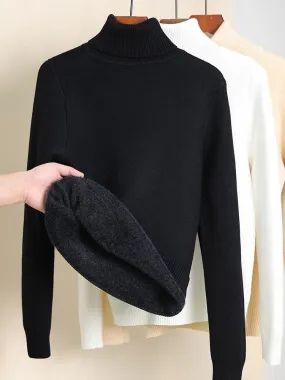WarmStyle: Fleece-Lined Turtleneck Sweater for Women