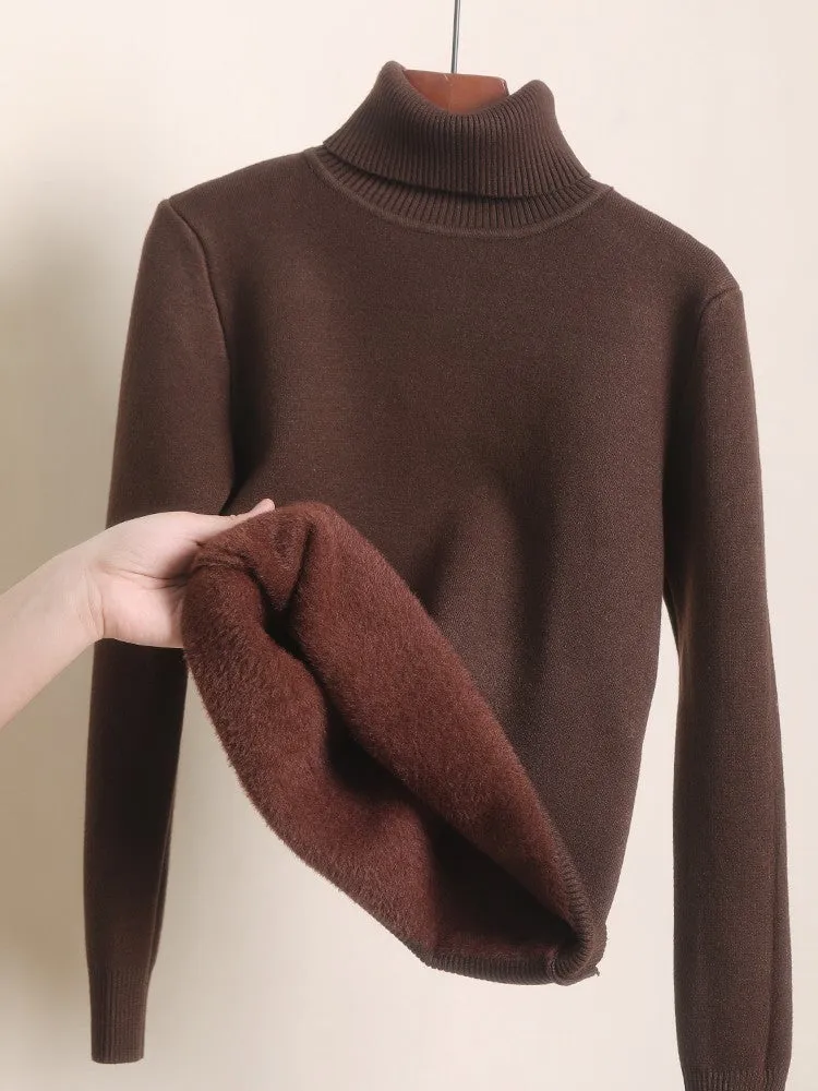 WarmStyle: Fleece-Lined Turtleneck Sweater for Women